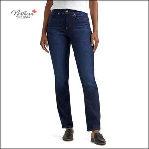 Straight Leg Jeans with Elastic Waistband, Comfort Flex Motion
